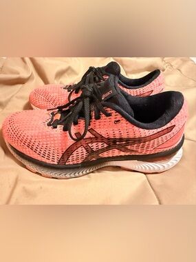 Asics Women's Coral Pink and Black Athletic Running Shoes